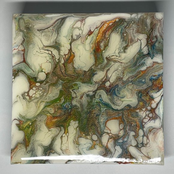 NWOT Fluid Art Abstract Painting, Acrylic Pour Art - Picture 4 of 9